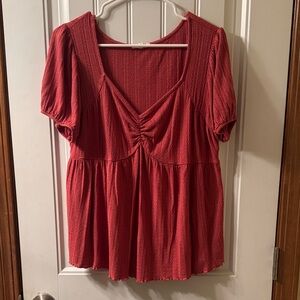Maurices Coral Ruched Blouse